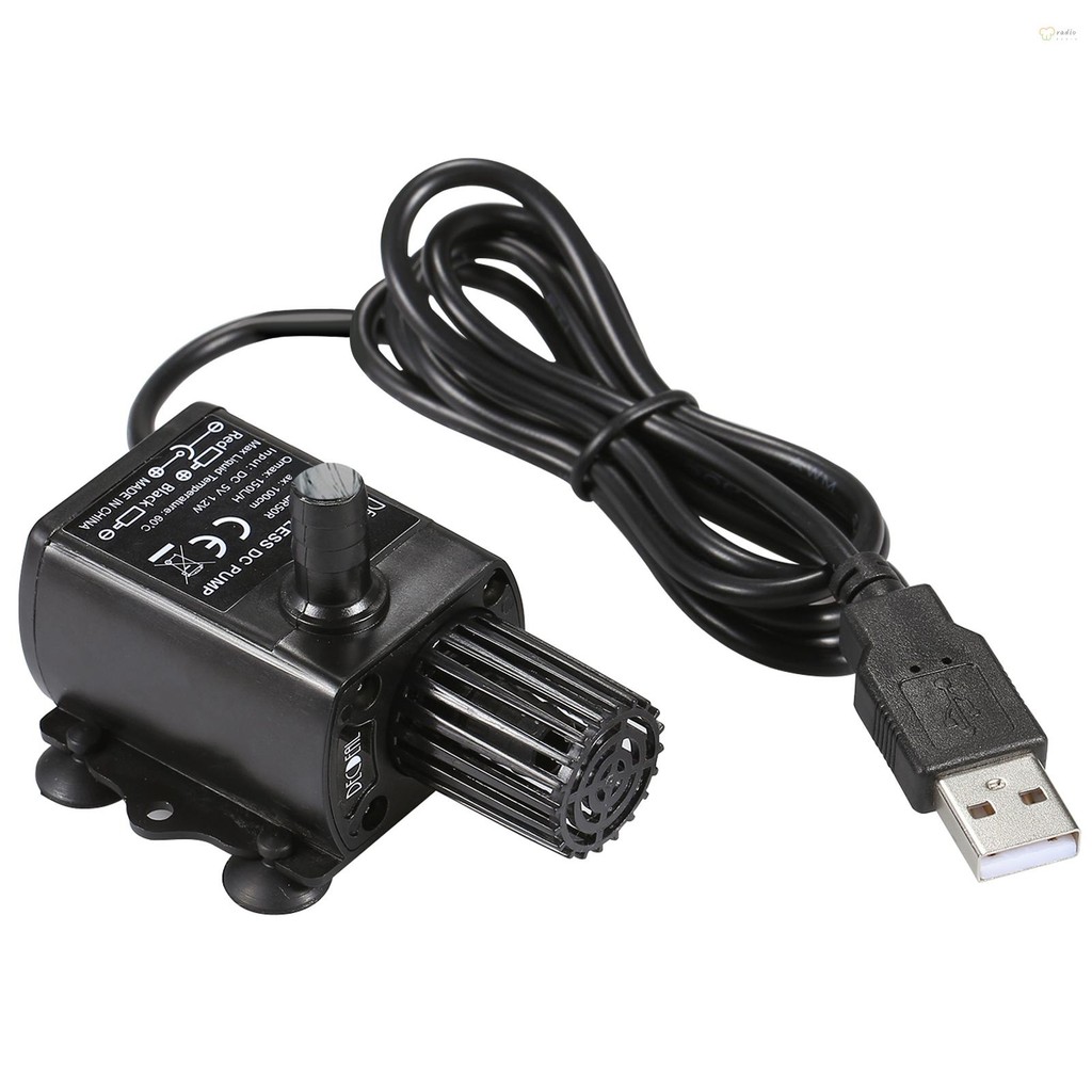 VIAN DECDEAL USB ปั๊มน้ําแบบไม่มีแปรงพร้อมกรอง Ultra-quiet DC12V Micro Brushless น้ําปั๊มน้ํามันกันน้ํา Submersible Fountain ปั๊ม Aquarium Pond หมุนเวียน 500L/H 4W ยก 5