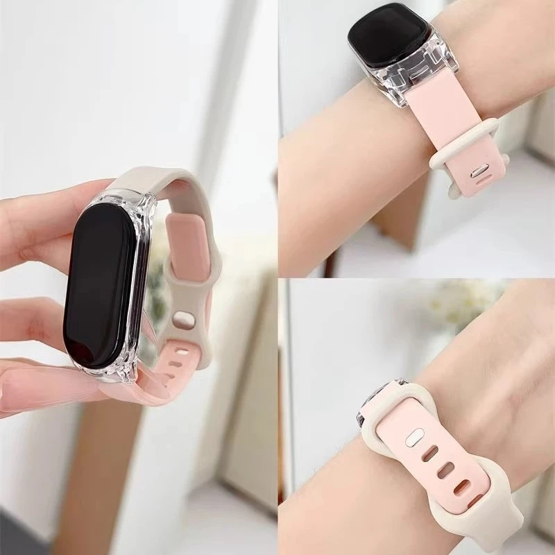 สายรัดซิลิโคนพร้อมเคสสําหรับ ForOPPO band สายรัดข้อมือเปลี่ยนกีฬา Bracelect ฝาครอบอุปกรณ์เสริม