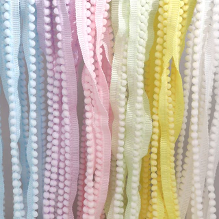 [5 เมตร] ลูกไม้ลูกขนขนาดเล็ก 1 ซม.สีทึบไม่ยืดโพลีเอสเตอร์ลูกไม้ ทําเอง กระโปรงกระเป๋าเป้สะพายหลัง/อุปกรณ์ผมลูกไม้
