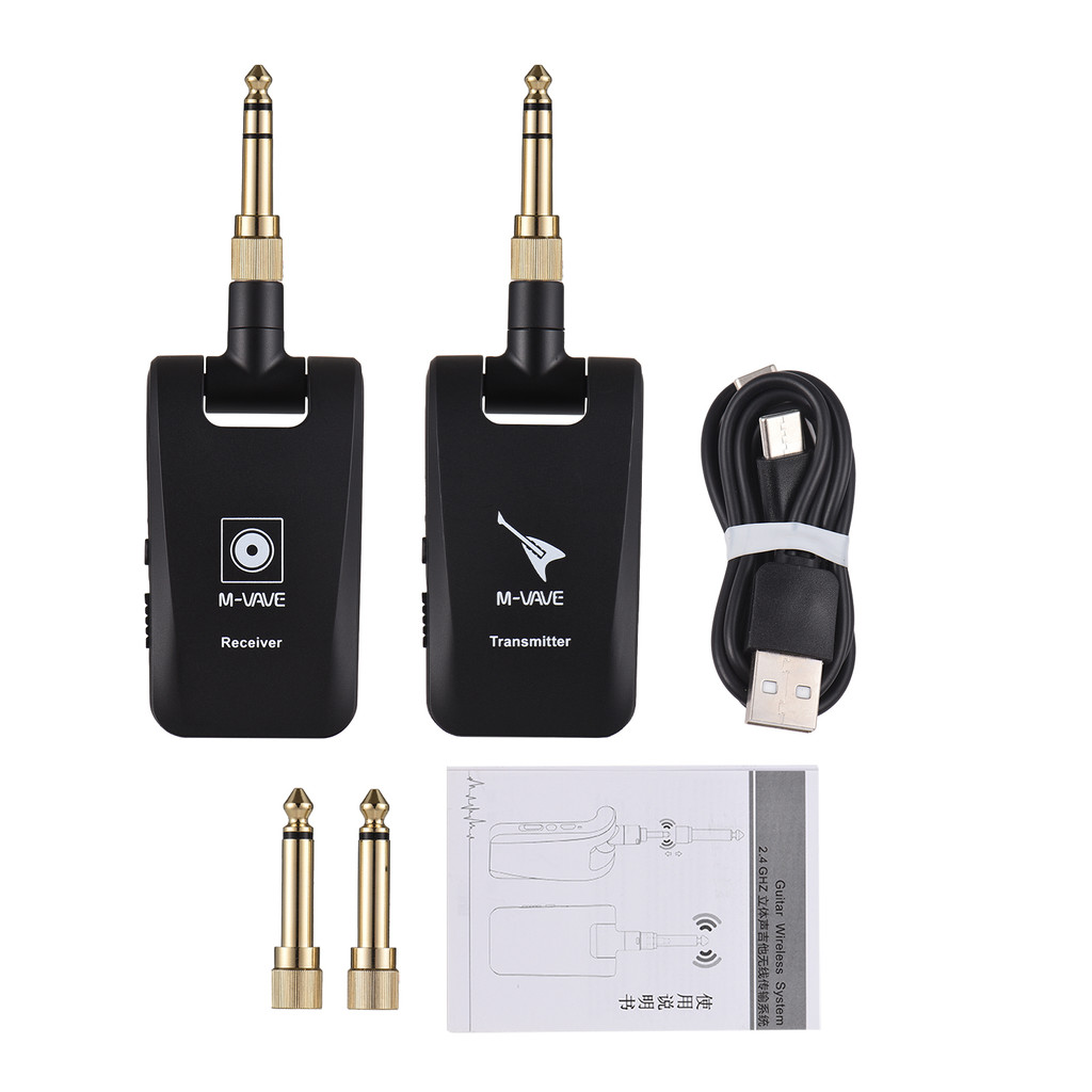 M-VAVE ไร้สายกีตาร์ระบบชาร์จ 2.4G เดี่ยว/คู่ช่องกีตาร์เครื่องส่งสัญญาณชุดสําหรับกีตาร์ไฟฟ้าเบสไฟฟ้า 