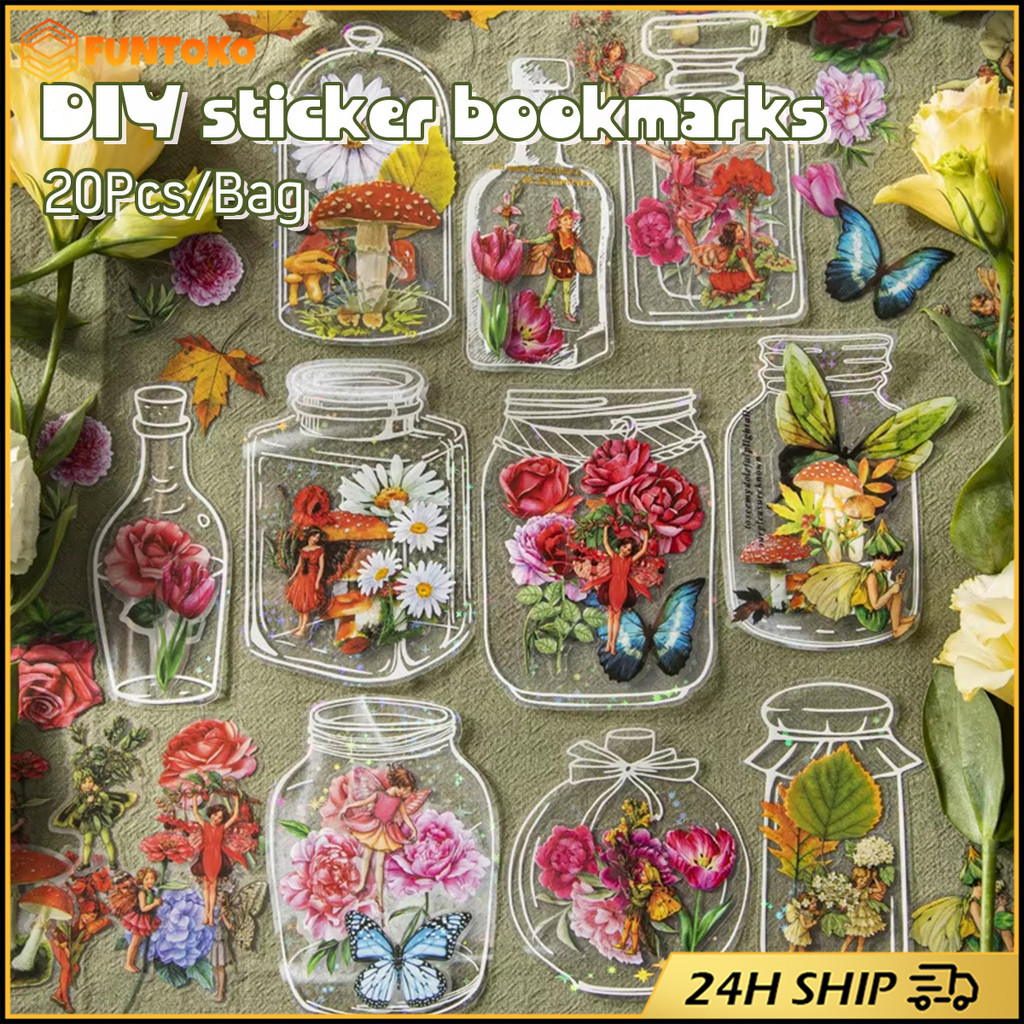 สินค้ามีคุณภาพ ที่คั่นหนังสือ 20ชิ้น แบบใส ลายดอกไม้แห้ง DIY  แฮนด์เมด bookmark