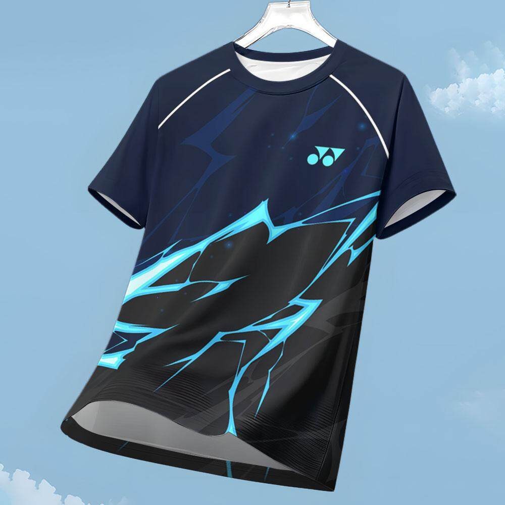 โยเน็กซ์ เจอร์ซีย์ แบดมินตัน เสื้อยืดแห้งพอดี แขนสั้น ผู้ชาย กีฬา วิ่ง ยิม กลางแจ้ง