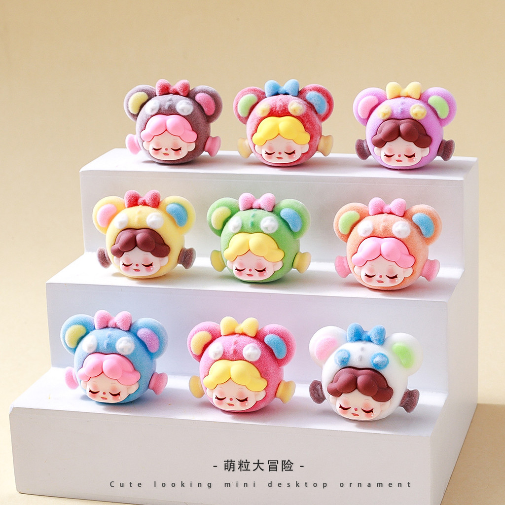 9 ชิ้น Vevlet Bear Sleep Girl เรซิ่น Charms สําหรับ DIY (7-281)