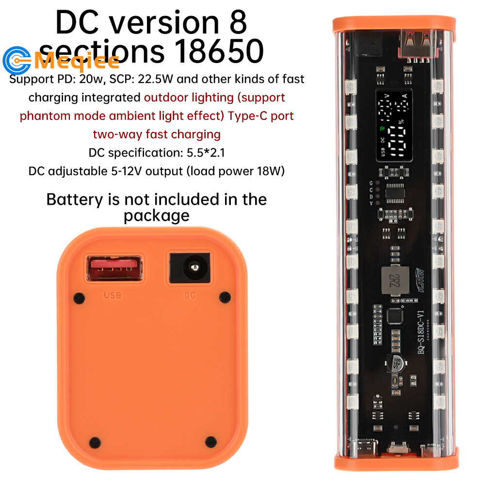 Mecha โปร่งใสรุ่น 818650 กล่องแบตเตอรี่ชาร์จ Power Case DC ปรับแรงดันไฟฟ้า Solder-ฟรี DC5.5*2.1 มม.