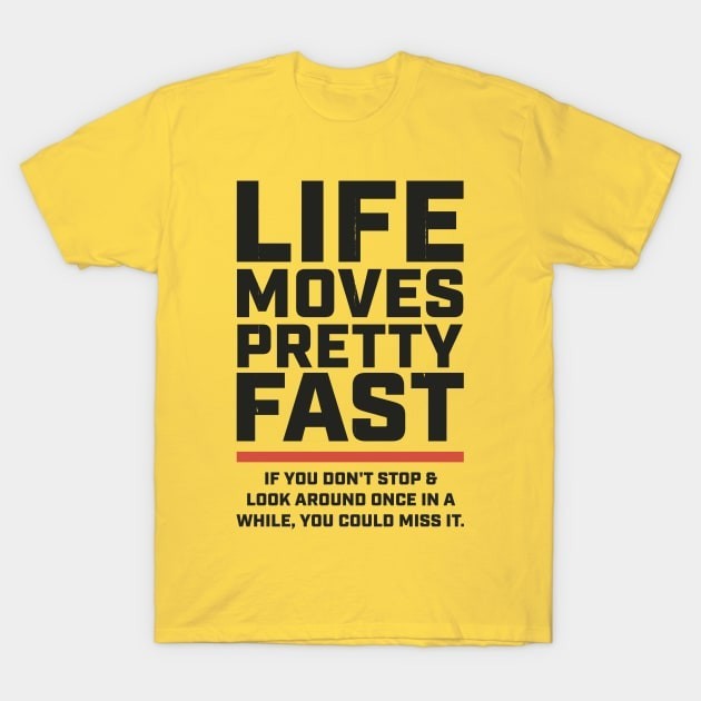 เสื้อยืด Vintage Life Moves Pretty Fast + 80s movies T-Shirt แท้ Cotton 100% เสื้อกีฬา หลวม y2k