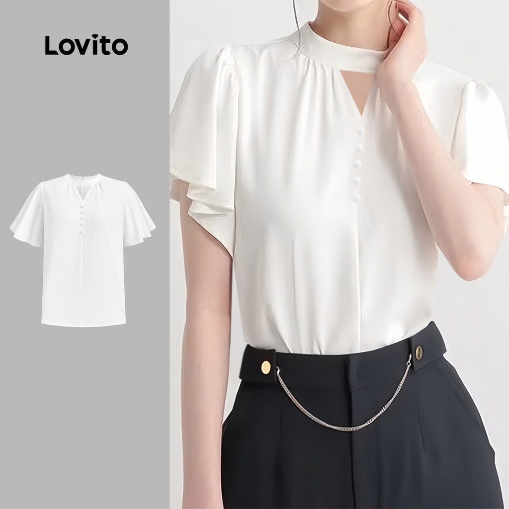 B132-MAY25-B-5-เสื้อสตรีแขนซ้อนทรงหลวมคอปกเจาะรูทันสมัย-BLB132P2D434