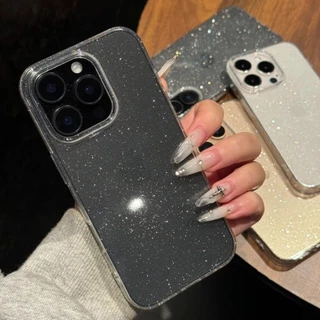 🔥SUN🔥ผงเพชรแผ่นโปร่งใส เทรนด์แฟชั่น เงางาม for iPhone 17 16 11 12 13 15 14plus 15promax XR 12 13pro เคสเกาหลี 7P 8P XS