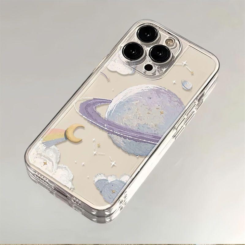 สีม่วง Planet สําหรับ iPhone 16Pro 17 15 14 13 12 11 Pro Max XS XR 7 8 Plus SE ป้องกันหน้าจอปลอกกันกระแทก