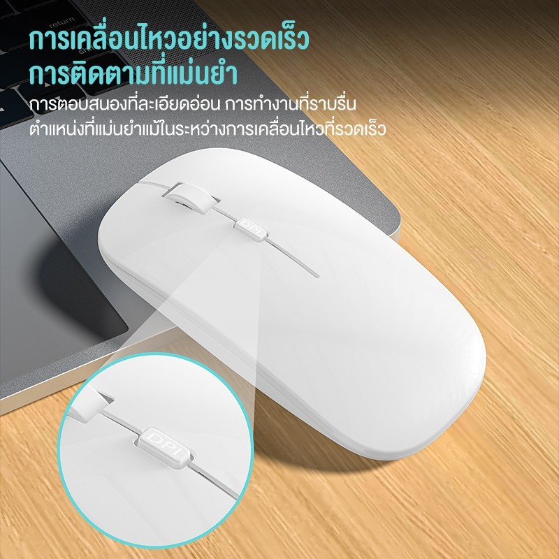 คลิกเงียบ KIVEE เมาส์ไร้สาย 2.4GHZ Optical Sensing 1600DPI เคอร์เซอร์ที่แม่นยำไม่มีความล่าช้า