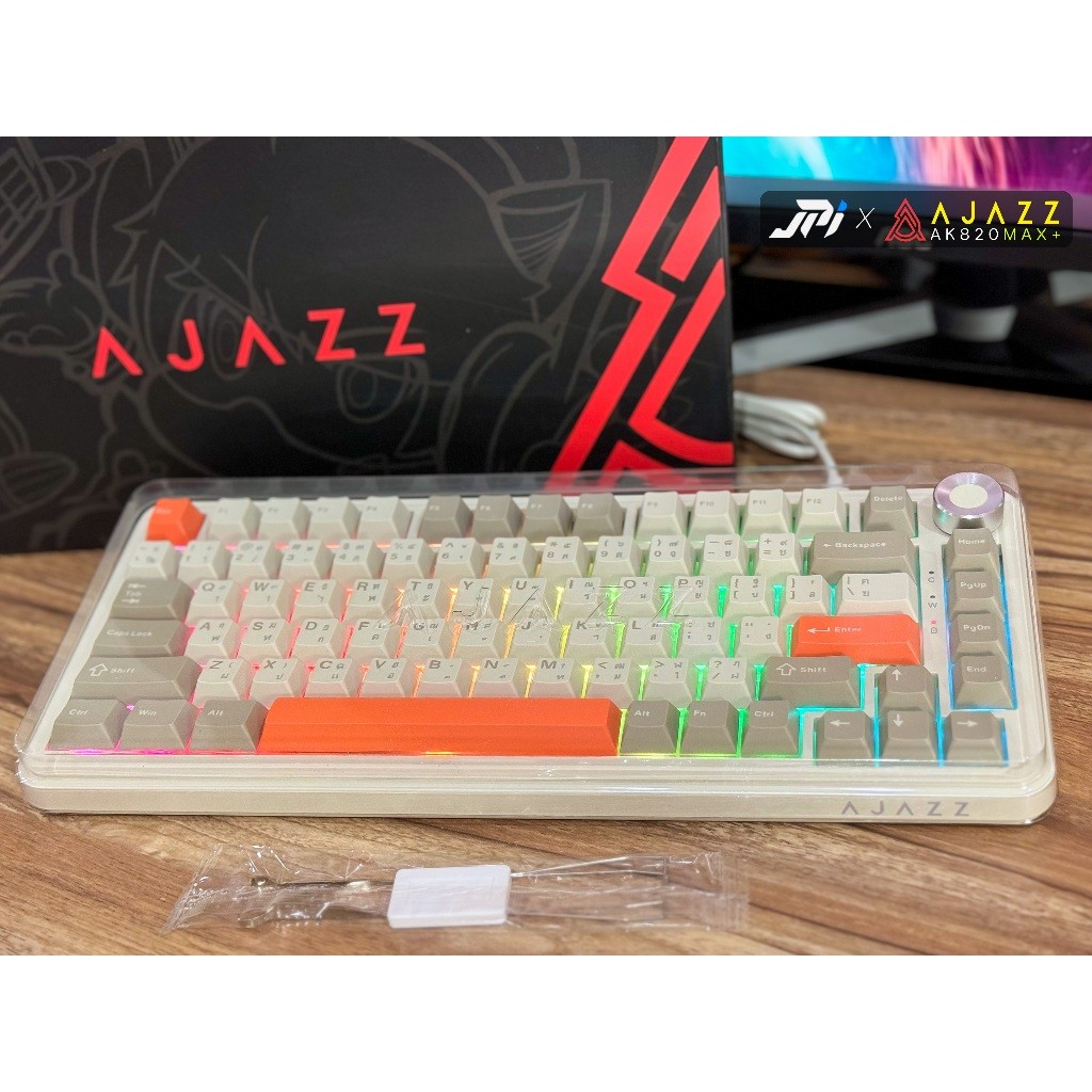 พิมพ์ง่าย ไร้สาย AJAZZ AK820 MAX PLUS คีย์บอร์ดเกมมิ่ง Mechanical Keyboard Tri-Mode Bluetooth Wirele