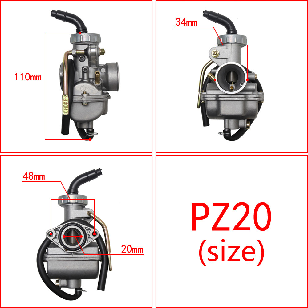 คาร์บูเรเตอร์ PZ16 Pz20 20 มม  49Cc 70Cc 90Cc 100Cc  110Cc 125Cc Atv รถจักรยานยนต์