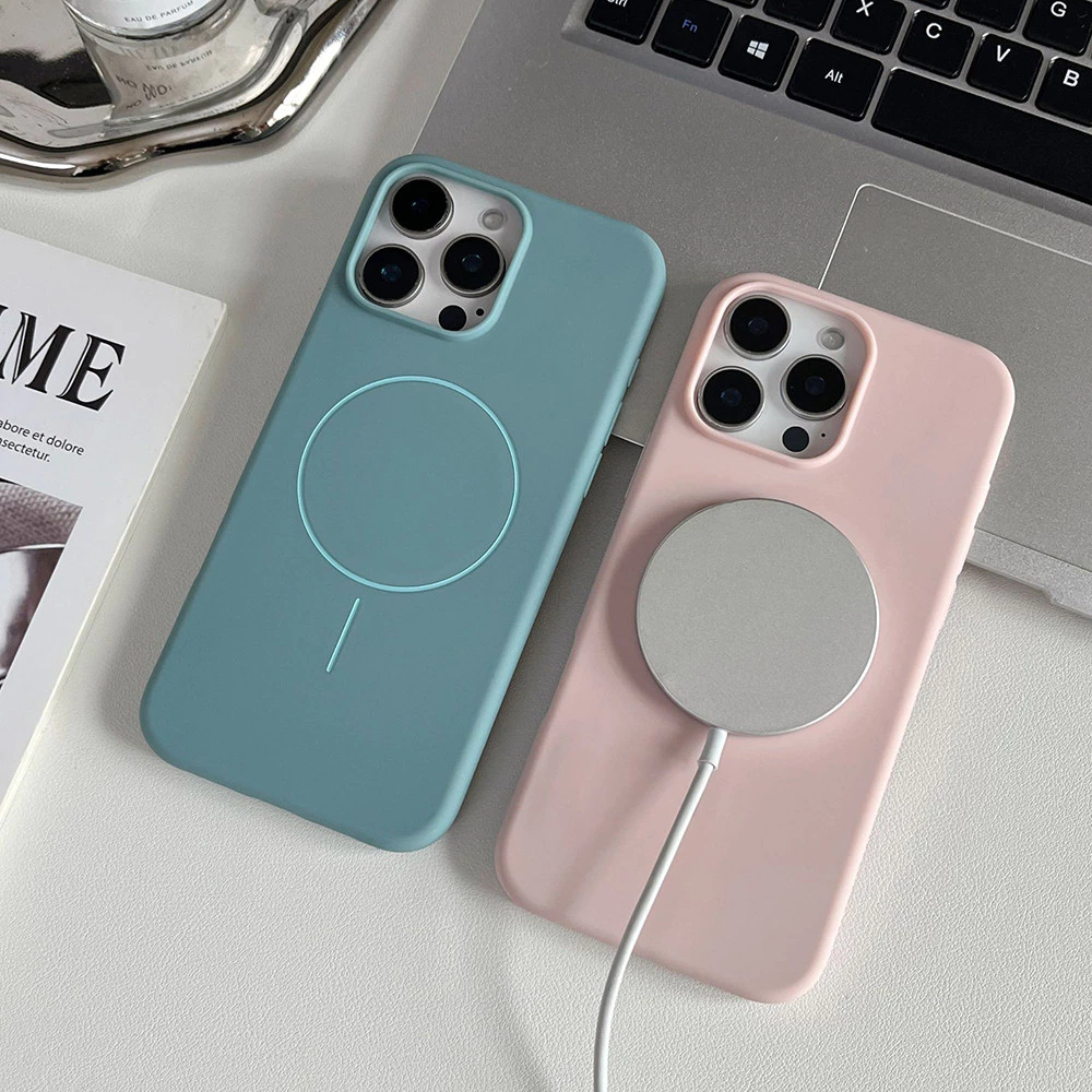 Matte Magnetic เคส For iPhone 13 11 16 15 Pro Max 14 12 16promax 15promax 14promax Liquid Silicone เคสโทรศัพท์มือถือ