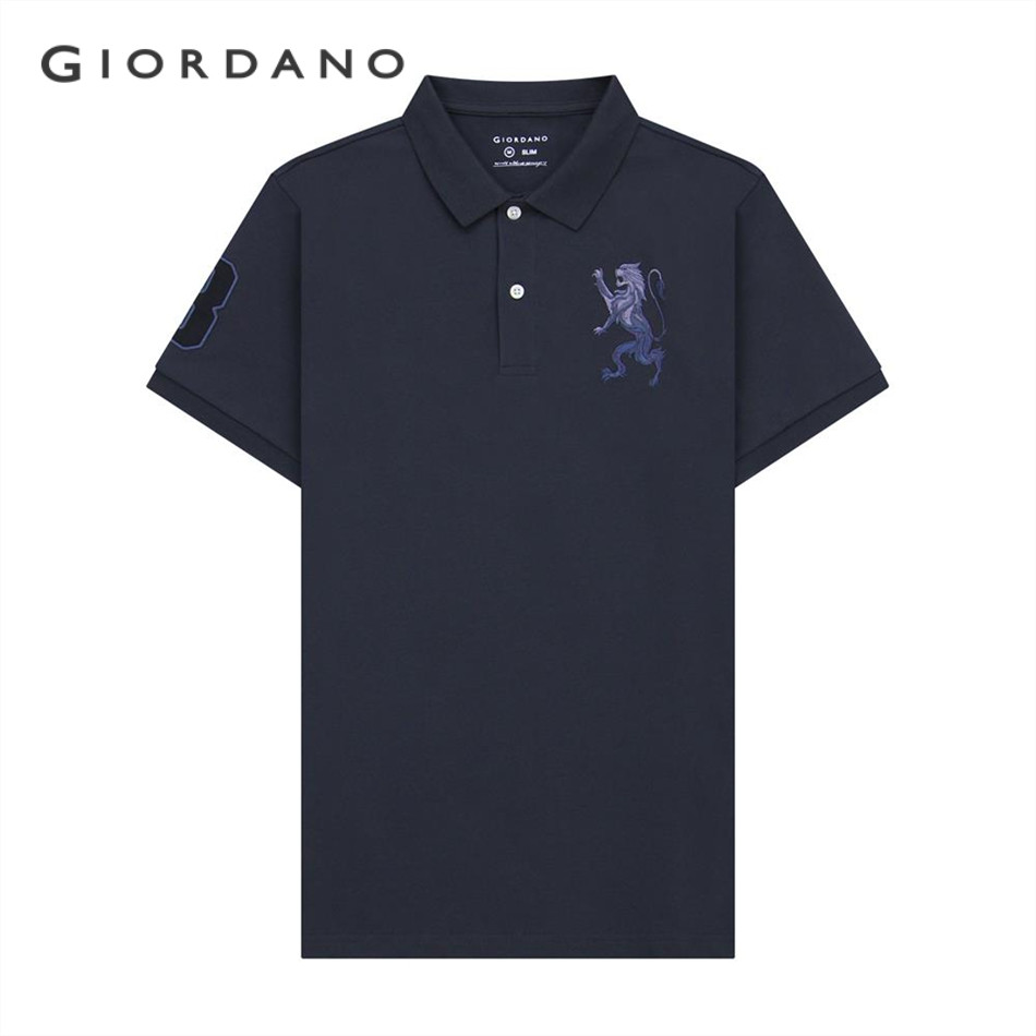 GIORDANO เสื้อโปโลผู้ชาย Men's Lycra Pique 3D Lion Polo 01014222
