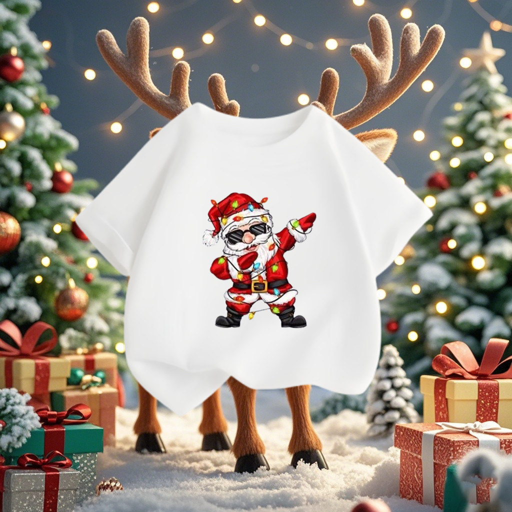 (จัดส่งตลอด 24 ชั่วโมง)KIDS PRINCESS เสื้อยืด Merry Christmas เสื้อยืดคริสต์มาสเด็กแขนสั้น สีแดงน่ารัก F7
