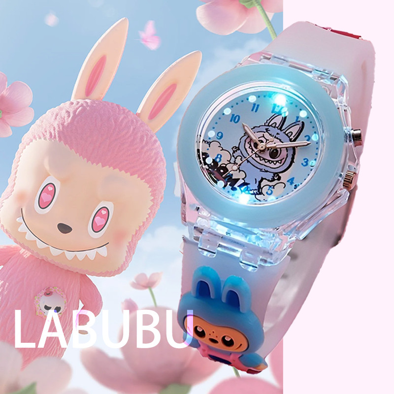 Labubu Candy สีนาฬิกาเด็กสายนาฬิกาซิลิโคนสําหรับเด็กชายและเด็กหญิงการ์ตูนน่ารักคุณภาพสูง Monster นาฬิกาเด็ก