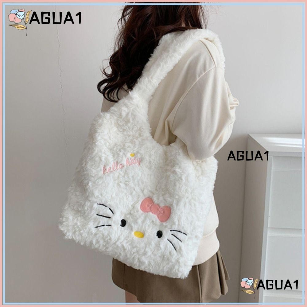 กระเป๋าสะพาย AGUA1,กระเป๋าถือลายการ์ตูน Kawaii,Hello Kitty Gifts Plush Tote Bag