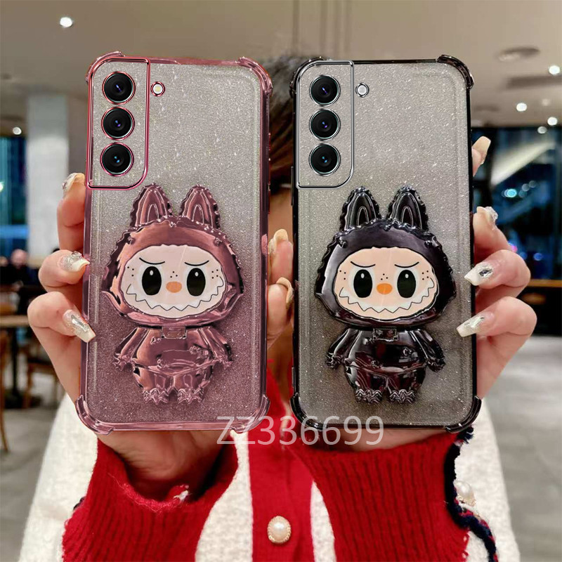 เคส Samsung S23 fe S22 ultra plus เคสโทรศัพท์สําหรับที่วางซิลิโคนป้องกันสี่มุม labubu clear