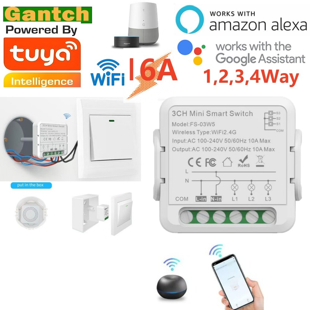 Tuya สมาร์ทสวิตช์ WiFi โมดูล 16A การตรวจสอบพลังงาน Mini Breaker Alexa ทํางาน Google ควบคุมเสียง
