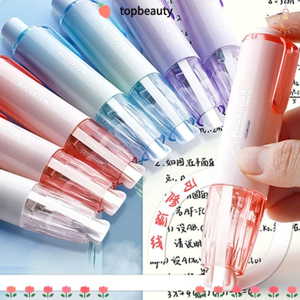 Topbeauty เทปลบคําผิด, ตัวแก้ไขสีลูกกวาดรูปปากกา, ชนิดกดแกนแบบถอดเปลี่ยนได้ที่ทนทาน เครื่องมือสลับ สํานักงานโรงเรียน