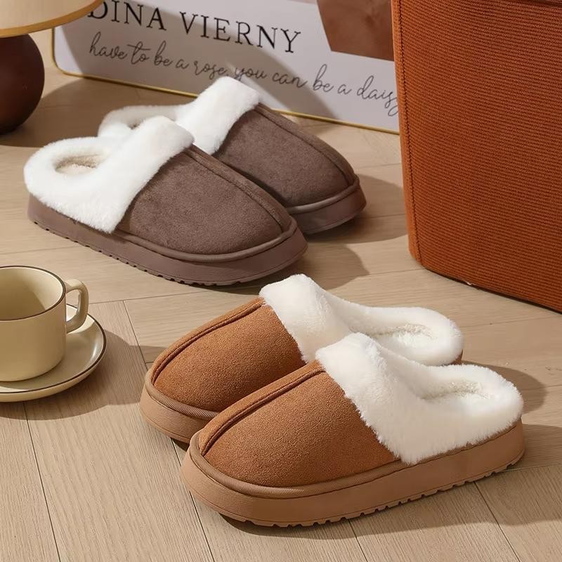 รองเท้าบ้านฤดูหนาว BATE, Fuzzy Fluffy Memory Foam รองเท้าแตะแพลตฟอร์มผู้หญิง, ในร่มและกลางแจ้ง Anti-slip Plush ซับรองเท้าแตะอุ่น