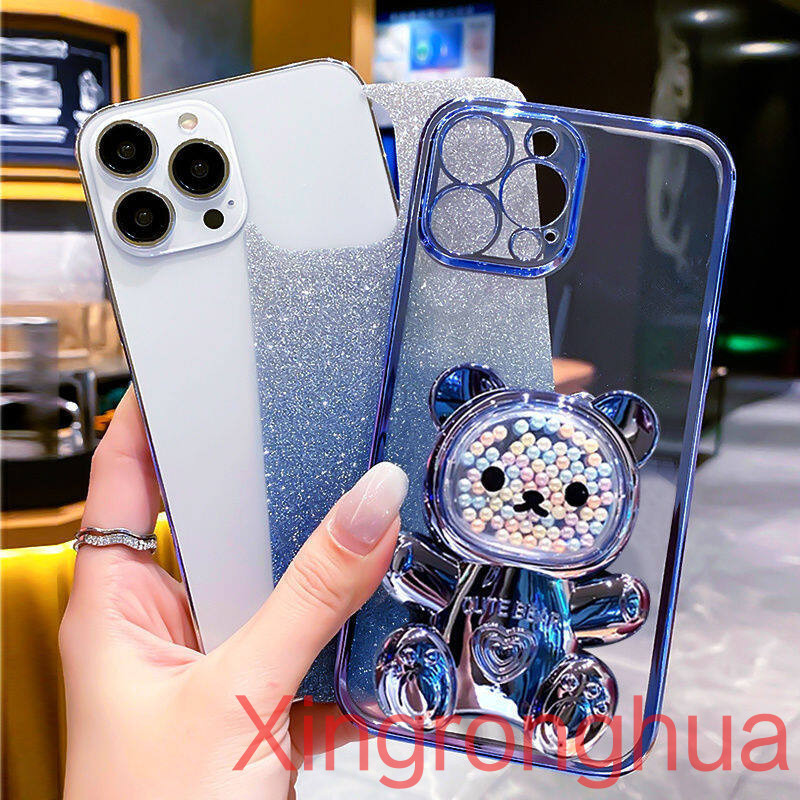 เคสโทรศัพท์สําหรับoppo A3 Pro 5G A3X 5G/ A3 A38 A18 A58 A60 A79 5Gสายรัดข้อมือยาวสไตล์ที่มีสีสันลูกปัดหมีผู้ถือหรูหรานุ่มTpuเคสโทรศัพท์