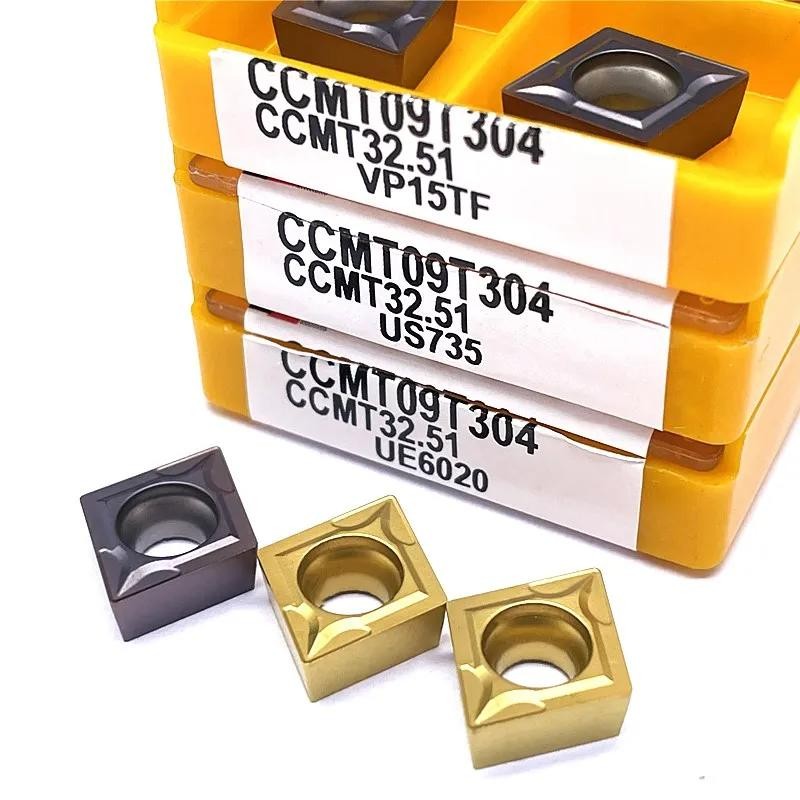 10pcs CCMT09T304 CCMT09T308 UE6020 VP15TF เครื่องกลึง CNC เครื่องมือเปลี่ยนคาร์ไบด์ใส่ CCMT สําหรับสแตนเลส/เหล็ก