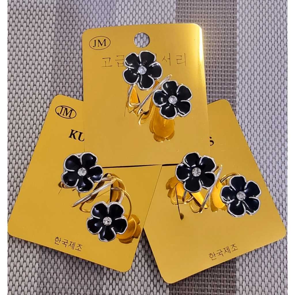 Black Jasmine Flower Motif Hijab Ring - Black Jasmine Flower Motif Hijab Ring - อุปกรณ์ฮิญาบ - หมุดฮ