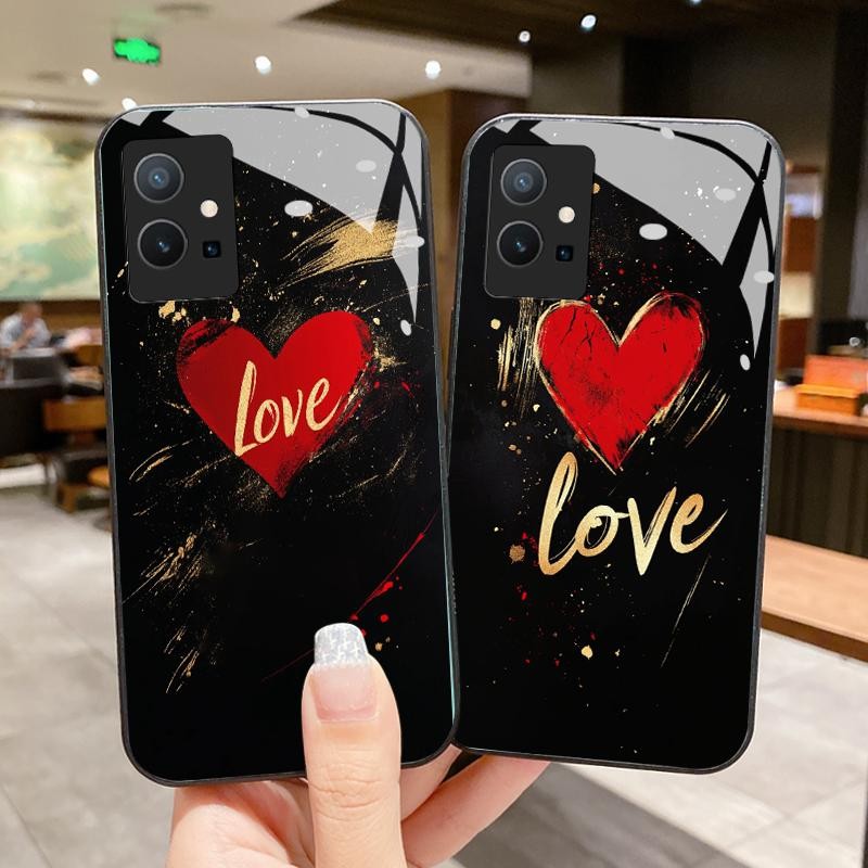 เหมาะสำหรับ VIVO Y75 5G Y75 4G Y75S Y72 Y73 Y76 Y7s Y85 Y89 กรณีโทรศัพท์แฟชั่นเคส Artistic Love