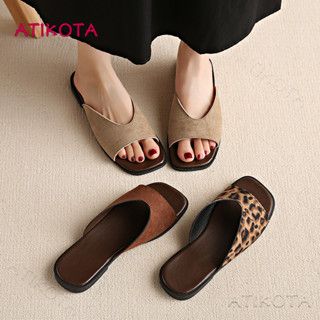 ติ๊ก ผู้หญิงรองเท้าแตะแบนสุภาพสตรีหนังนิ่มหนังเปิดนิ้วเท้าลื…