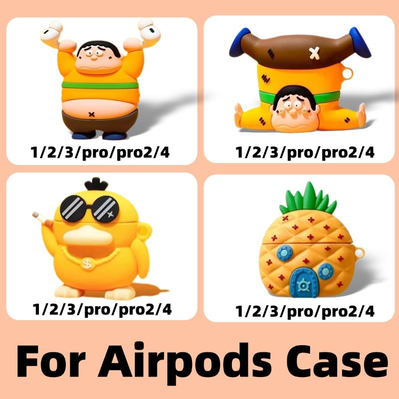 สําหรับ AirPods 4 กรณี/AirPods pro/Pro2 กรณี 1/2/3 การ์ตูนสําหรับ AirPods Pro2/4 สําหรับ inPods 12/Gen 2 /3gen กรณี tpu ซิลิโคนอ่อนนุ่ม drop กันกระแทกหูฟังกรณี