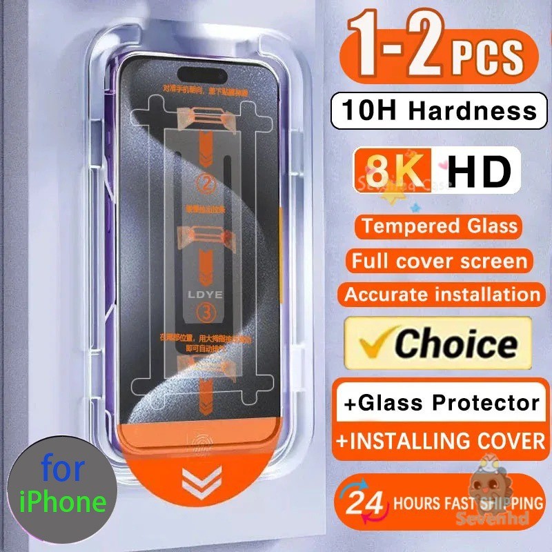 ฝุ่นฟรีติดตั้งกระจกนิรภัยสําหรับiphone 7 16 15 14 13 12 11 Pro Max Xr X Xs Max 16 15 14 Plus HDคลุมทั้งหมดป้องกันหน้าจออัตโนมัติฟิล์มตําแหน่ง