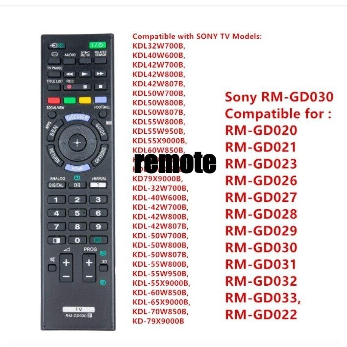 SONY RM-GD030 RM-ED047 RM-YD103 RM-GD023 RMT-TX300P RMT-TX200P RMT-TX300E สมาร์ททีวีรีโมทคอนโทรลสําห