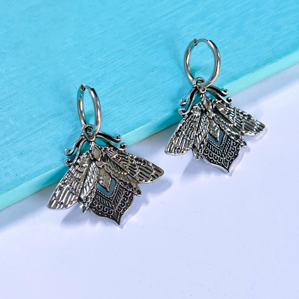 แวมไพร์ฮาโลวีน cos โกธิคย้อนยุคผีเสื้อกลางคืน Y2K ต่างหูเครื่องประดับ