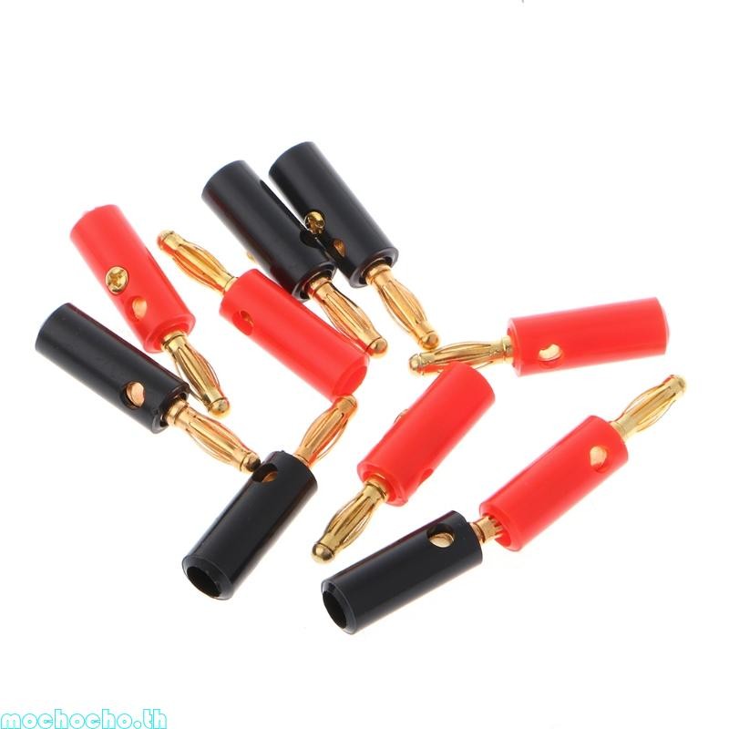 Mocho 10 ชิ้น 4 มิลลิเมตรชุบทอง o ลําโพงสายไฟสกรูกล้วยปลั๊กเชื่อมต่อ Adap