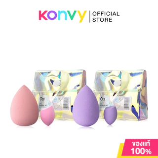 Oni 1+1 Sponge Set [Random 1 Colors] โอนิ เซทฟองน้ำแต่งหน้า 2 ชิ้น พร้อมกระเป๋า.