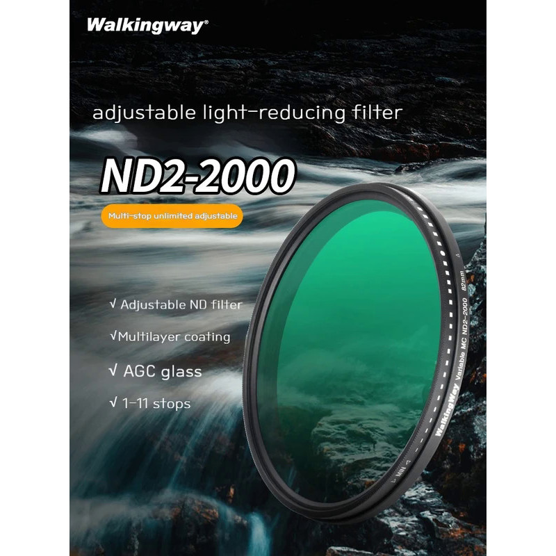 Walking Way Variable ND Filter ND2-400 ND2-2000  49 58 67 77 82 mm Filtro Fader Optical Neutral Dens