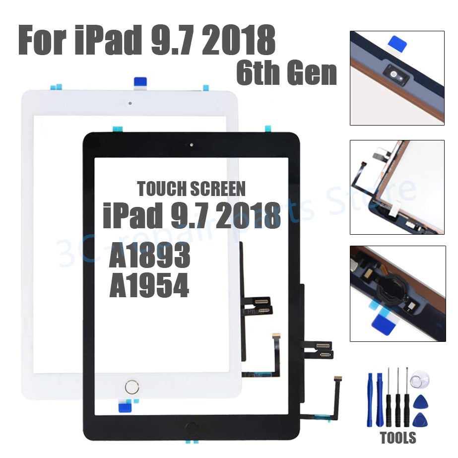 Lcd หน้าจอสัมผัสด้านนอกสําหรับ iPad 6 2018 6th Gen A1893 A1954 ipad9.7 หน้าจอสัมผัส Digitizer Conector แผงสัมผัสเปลี่ยน