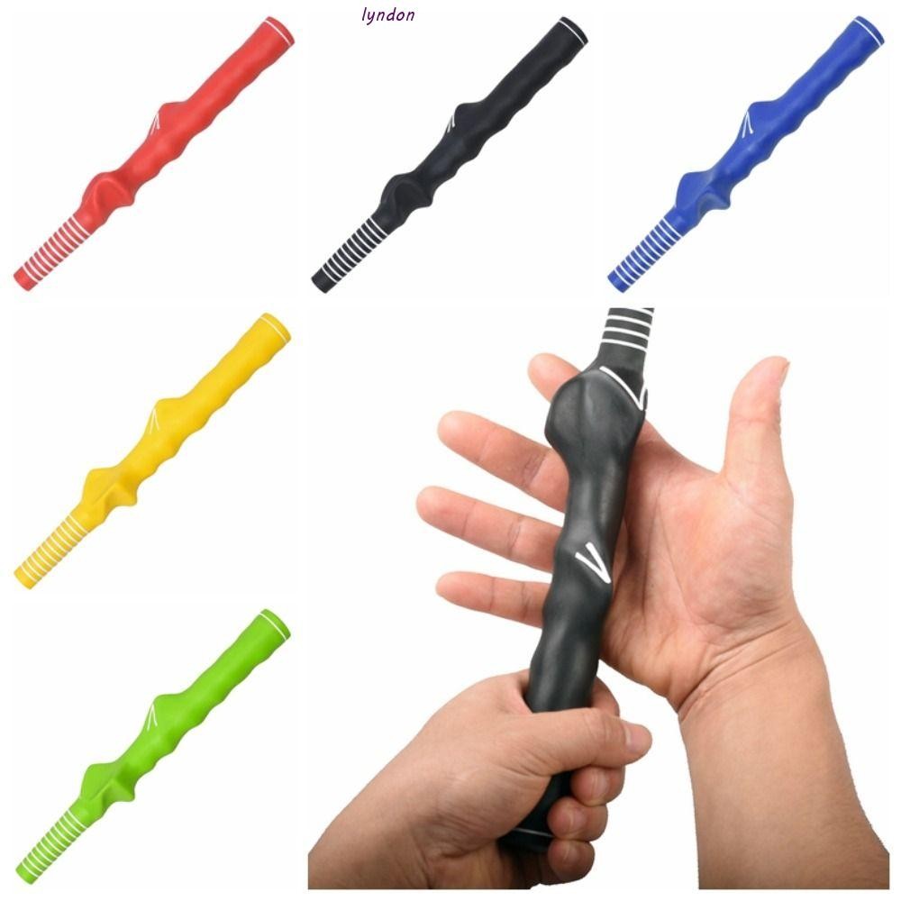 Lyndon ด้ามจับเสาฝึกซ้อมกอล์ฟ,ลื่น Corrector Golf Rubber Hand Shape Grip, Club Swing Club Handle ยางทนทานออกกําลังกาย Golf Swing Training Grip มือใหม่หัดฝึก