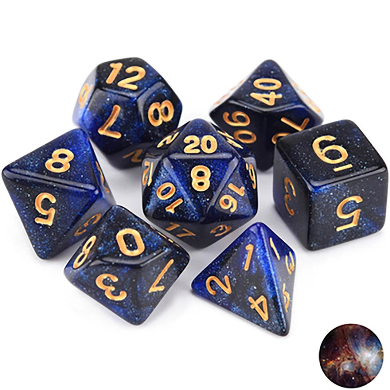 Polyhedral DND ลูกเต๋าชุด Nebula Polyhedral เกมลูกเต๋าสําหรับ RPG Dungeons และ Dragons MTG D20 D12 D10 D8 D6 D4 ตารางเกม