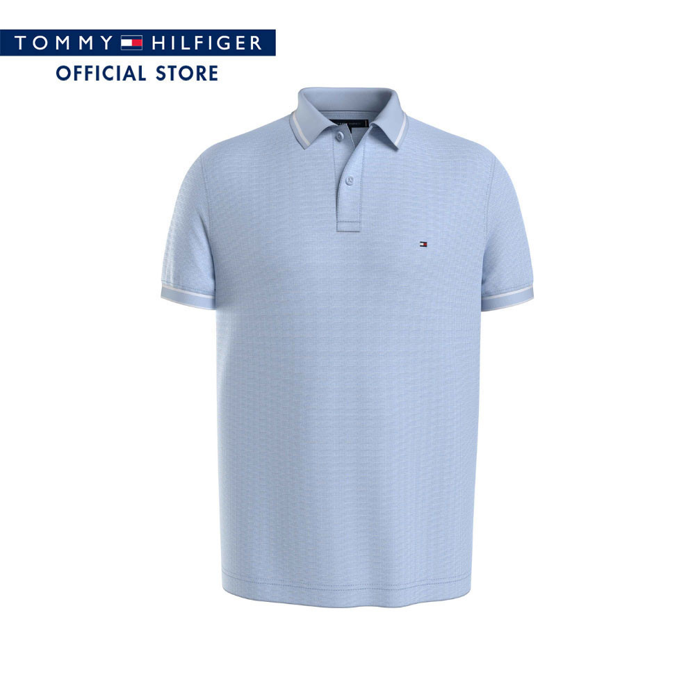 Tommy Hilfiger เสื้อโปโล ผู้ชาย รุ่น MW0MW34778 C1O - สีน้ำเงิน ทรง Regular Fit
