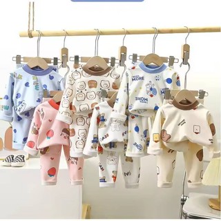 ชุดนอนเด็ก ชุดนอนแขนยาวขายาว ผ้าสำลี เสื้อผ้าเซท 2 ชิ้น 🔮