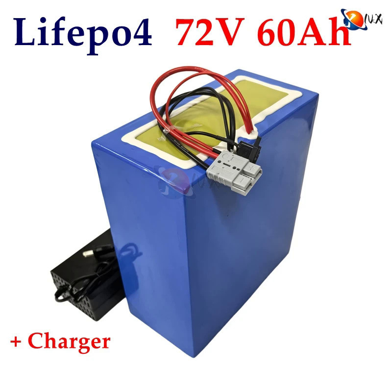 YNX  lithium 72V 60Ah lifepo4 battery pack BMS 24S 76.8V deep cycle 170*265*340mm for 5000W 3500W bi