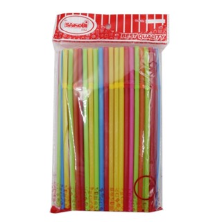 หลอดดูด หลอดดูดน้ำ แบบงอ คละสี 6mm.x21cm. (1 แพ็ค 100 เส้น) …