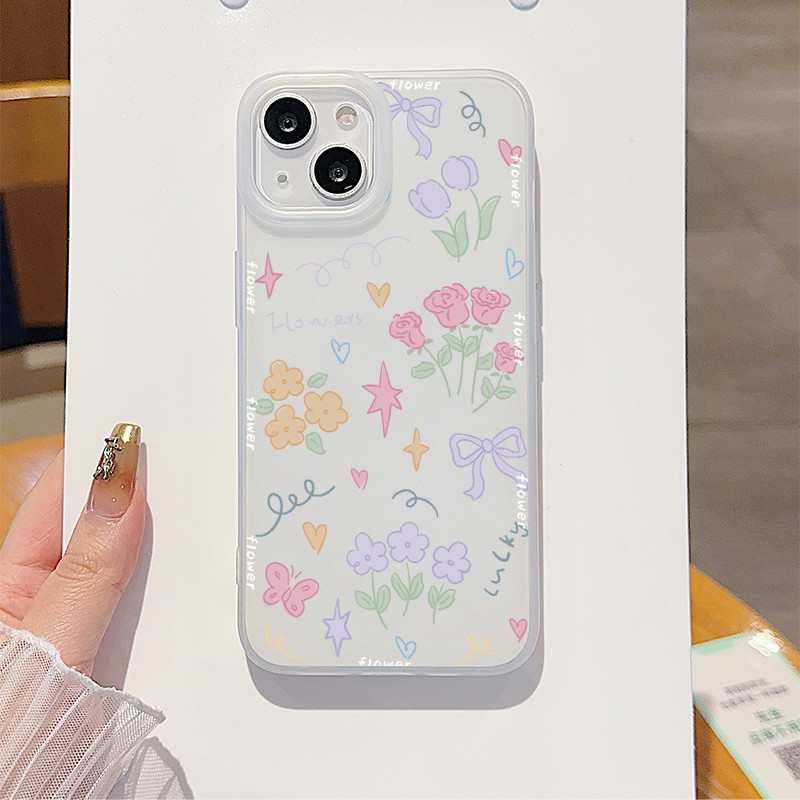 เคสไอโฟน 11 For IPhone 12 13 14 15 16 Pro Max 15 14 7 8 Plus X XR XSMAX SE 2020 การ์ตูน Graffiti ดอกไม้เคสโทรศัพท์นุ่ม - รูปที่ 6