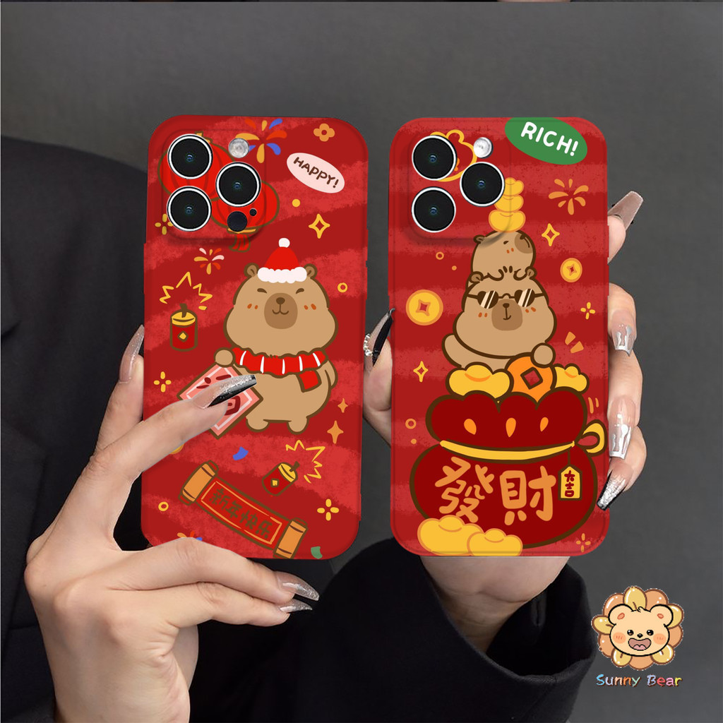 เคสโทรศัพท์iPhone 16 Pro Maxคาปิบาร่า ปีใหม่ 2025ซิลิโคนเหลวโทรศัพท์มือถือกรณีfull-bodyป้องกันกันกระแทกtpuยางนุ่มสําหรับiphone 16 Pro Max 7plus 11 14 15 12 13 Pro Max 7 8 Plus XR XS