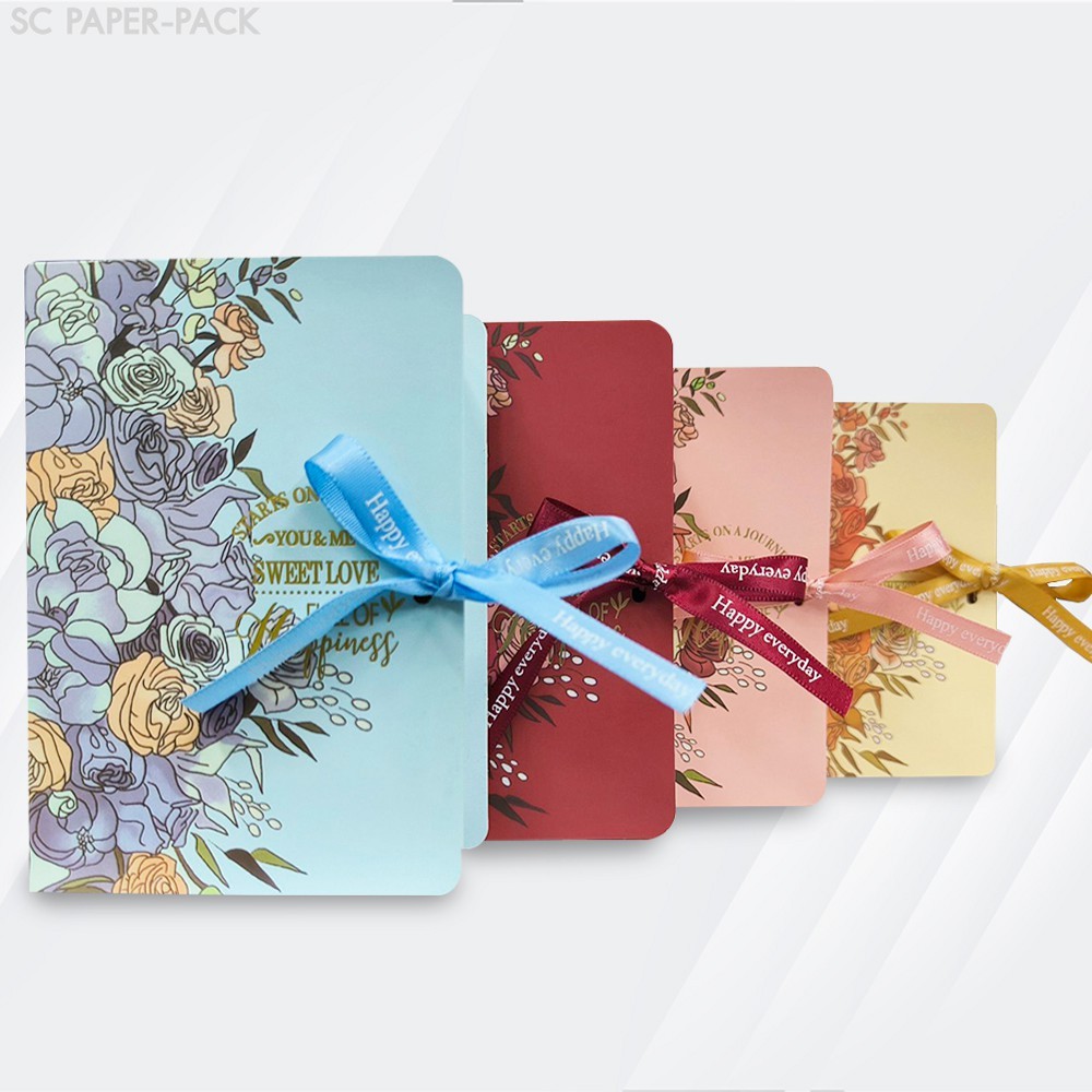 กล่องของขวัญ ของชำร่วย ทรงหนังสือ ลายดอกไม้ ขนาด 4.5x9x13cm (1ใบ)