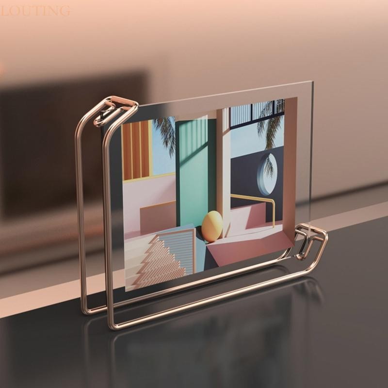 Louting กรอบรูปโลหะ A4 6 นิ้ว L รูปร่างโปสเตอร์เด็กครอบครัวตกแต่ง Art Photo Display สําหรับโต๊ะ Home Dec