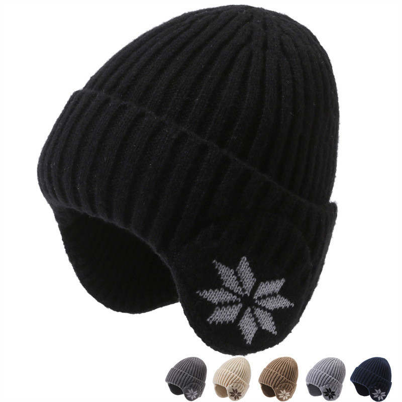 ฤดูหนาว Unisex ป้องกันหูถักหมวกกํามะหยี่ซับ Earmuffs หมวกขนสัตว์นุ่มสกีขี่ Bonnet Warm Skullies Beanies