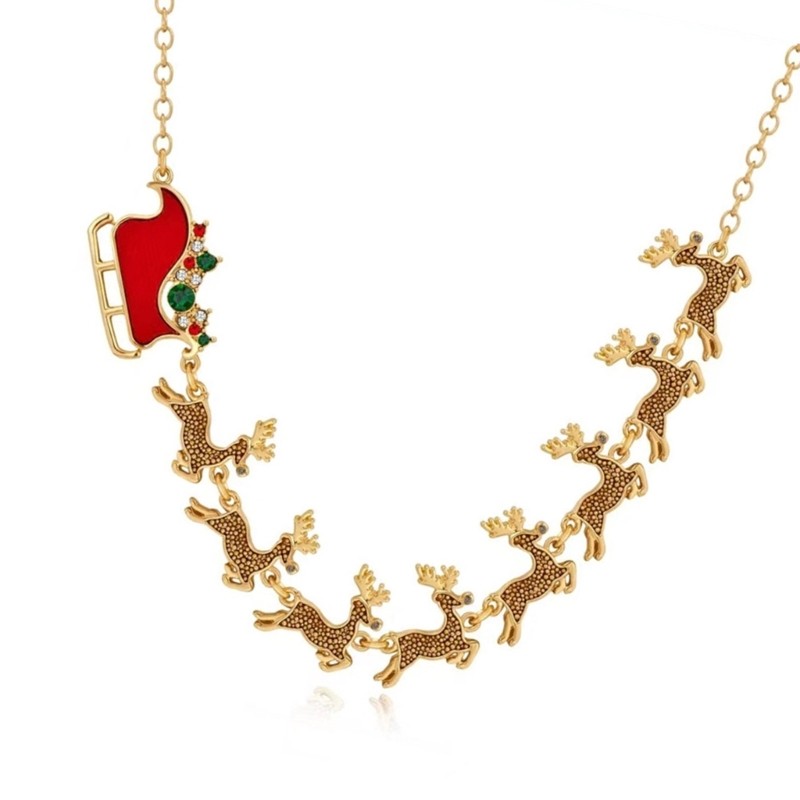 XY Reindeer สร้อยคอเลื่อน Elk จี้ Neckchain ทําด้วยมือคริสต์มาสสําหรับเธอ