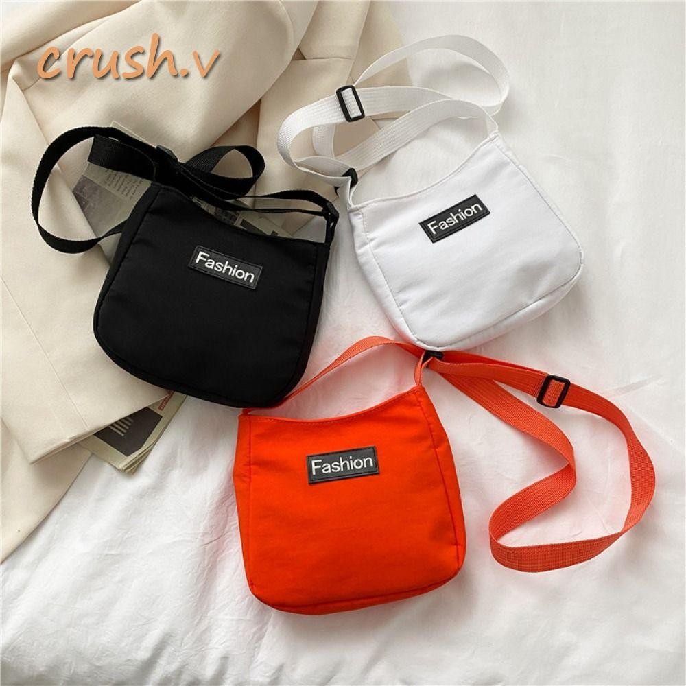 [CRUSH] Letter Crossbody Bag, Canvas Solid Color Small Handbags, Small Square Bag Fashion High Quali
